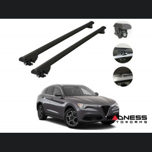 Alfa Romeo Stelvio Roof Rack Cross Bars - for models w/ factory roof rails - Black - StarLock